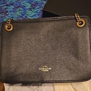 Coach Black and Gold Chain Strap Shoulder Bag